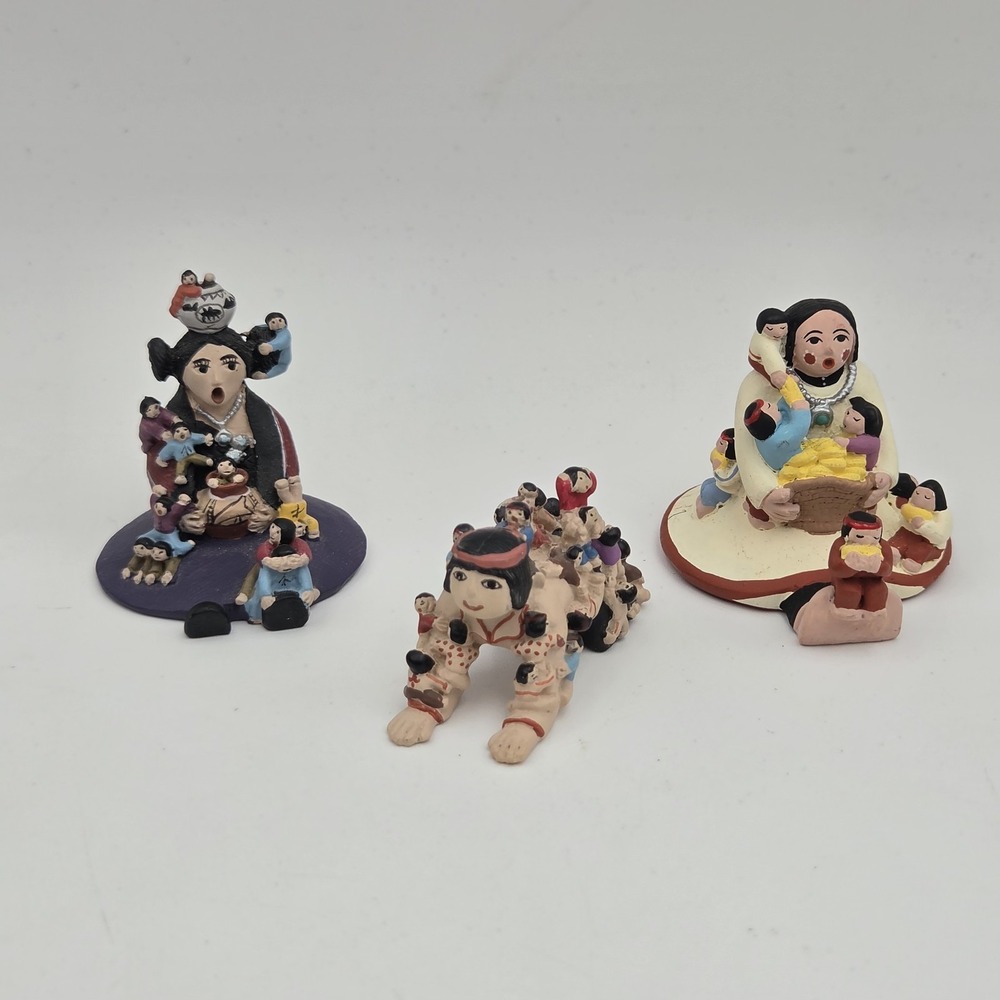 Lots of 3 American Storyteller Clay/Resin Figurine Many Children Miniature 2"